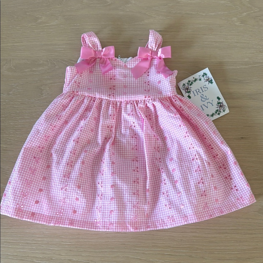 3x35 Iris & Ivy Pink Gingham Dress with Bows
